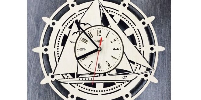 Free Laser Cut Vector Wall Clock Yacht Boat Ship