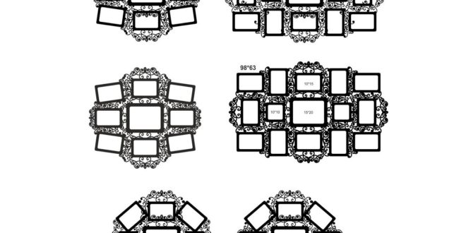 Pack 6 Floral Laser Cut Frames CDR DXF