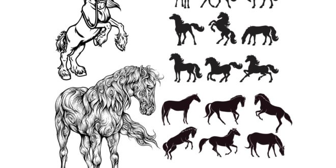 Cnc cutting and engraving Horses silhouettes CDR File