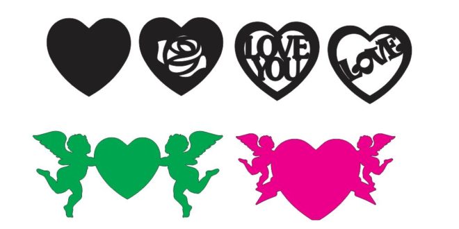 Dxf Cdr Laser Cnc Vector Silhouette Love Heart Angel Decor