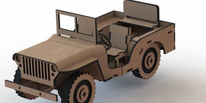 Off-road convertible jeep car puzzle laser cut DXF