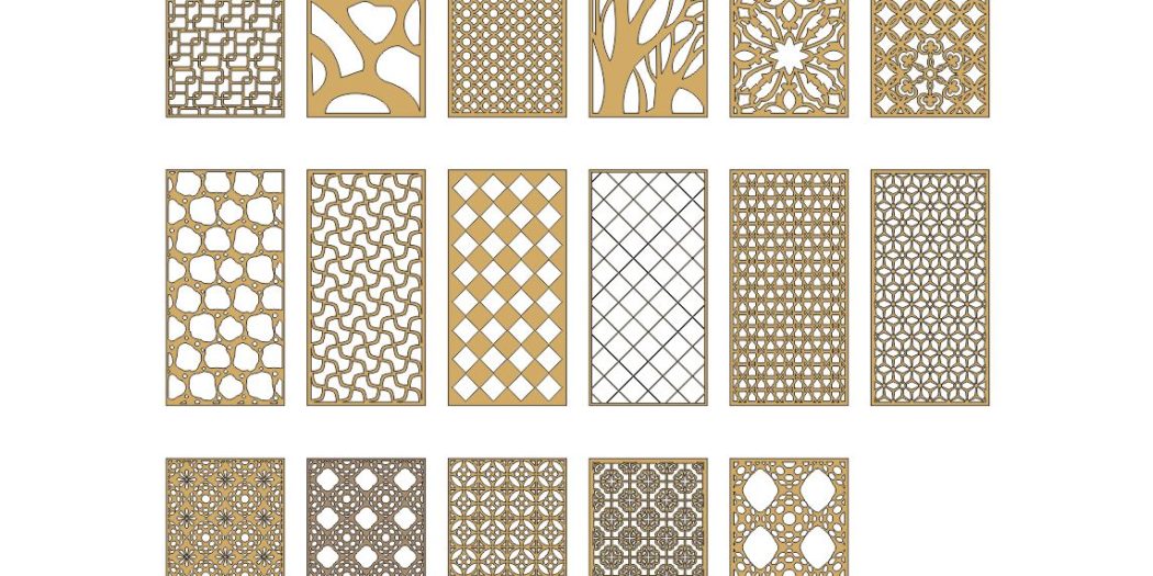 Vectors Cnc Design for Partition Grid Panels Pack DXF DOWNLOADS