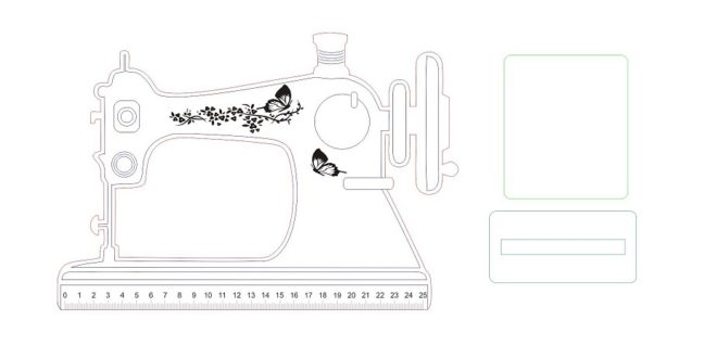 Sewing Machine Ruler Laser Cut Engrave Vector