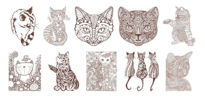 Stencil Cats Pack Vector CDR CNC Engrave