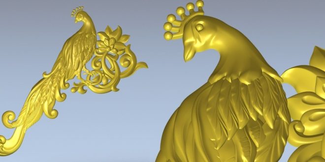 Peacock Relief 3D STL Cnc Router File 1346