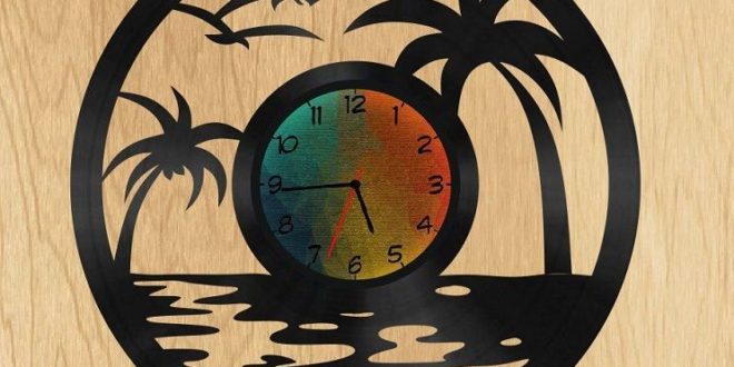 Free Wall Beach Clock DXF Cnc Cut File