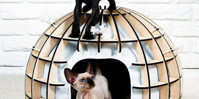 6mm Laser Cut Cat Bed House Indoor Unique Modern Dog Cat Cave Luxury Designer Furniture