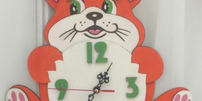 Free Laser Cut File Clock with cat kids