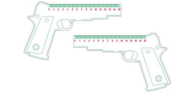 Laser Cut and Engraving Ruler Gun Kids School