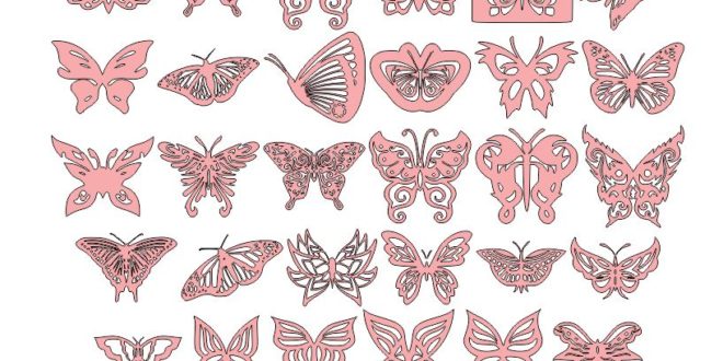 Free 2D Pack Butterfly Ornaments Decor DXF