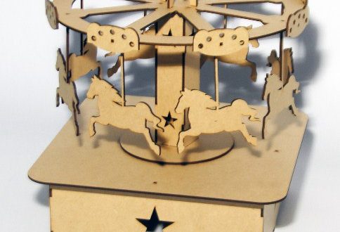 Laser Cut CDR DXF Carousel Horses Toy Decor