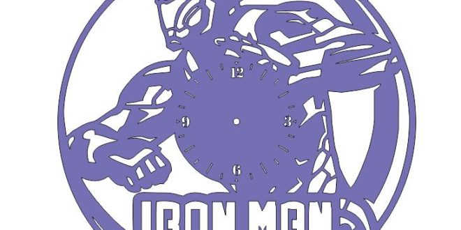 Free Cnc Cut File Iron man Wall Clock Marvel Comics