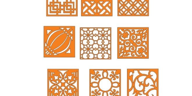 Free Pack Laser Cut Square Panels Grid Wall Decor Elements DXF