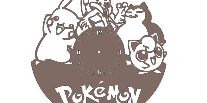 Cnc Machine File Cut Wall Clock Pokemon