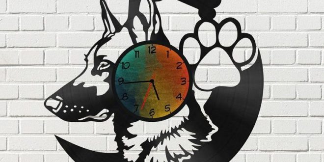 Wall Clock German Shepherd Dog Cnc Plan Design Cut