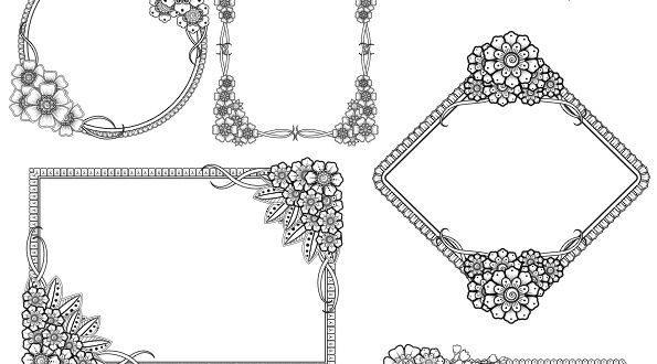 Free Pack engraving vectors frames floral decor cdr