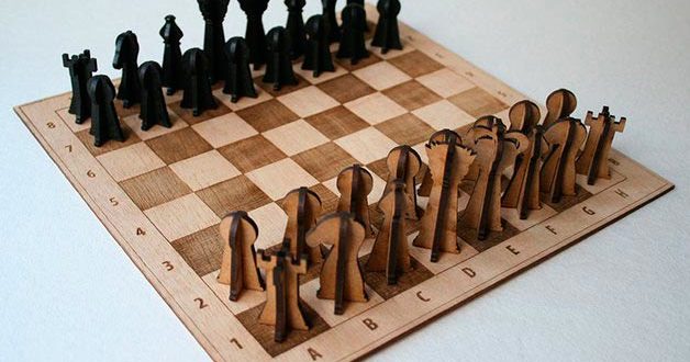 Cnc Laser Cut Chess Set Game Toy Dxf File