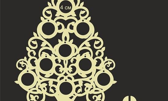 Christmas tree 4 mm laser cut dxf cdr