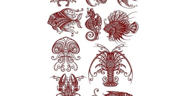 Free pack CDR Vectors Sea Creatures Marine reptiles for laser engraving