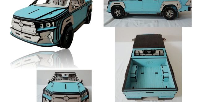 Laser Cut Toyota Hilux Car 3D Vector DXF Puzzle