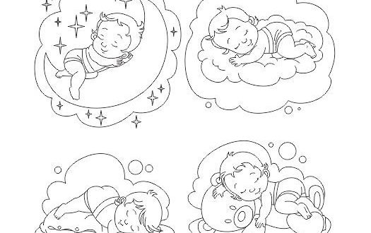 Cnc ArtLine Engraving Line Sleeping baby Vector