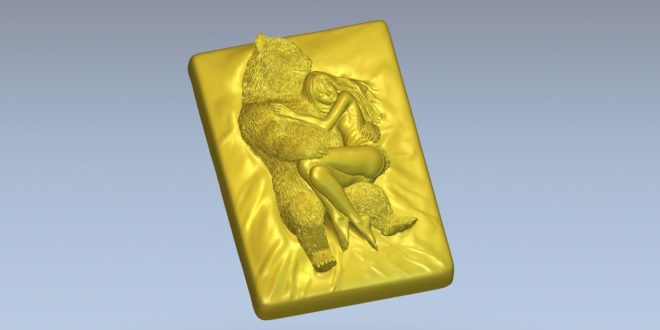 3D model relief board bear hug 1488