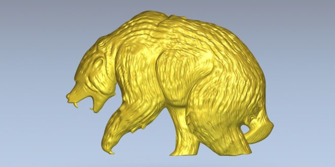 Bear 3D Relief to cnc milling or 3d print model 1511