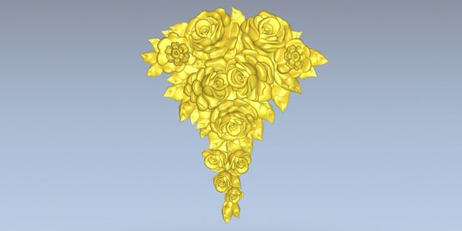 Rose and flower vessel 3d relief cnc model stl 1547