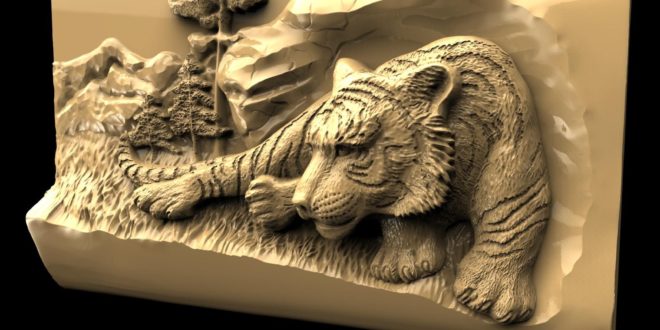 Tiger 3d relief model download cnc router 1567