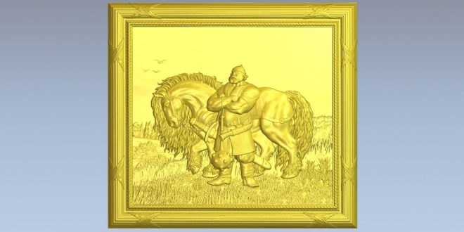 3D cnc router file warrior and his horse 1581