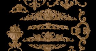 Pack with 11 ornaments 3d relief floral stl 1611