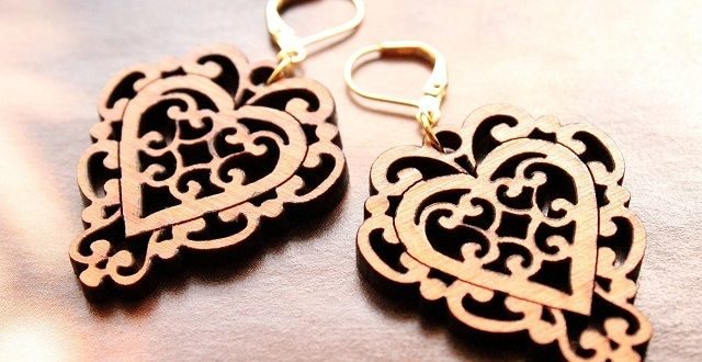 Free laser cut pendant earring heart