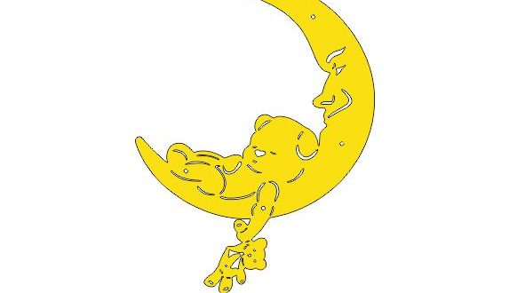 Free silhouette dxf decorative moon for kids rooms