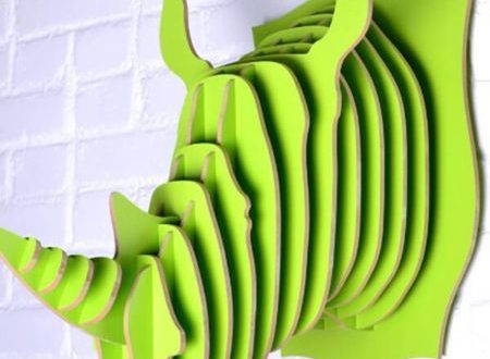 Free laser cut plan 3D Rhino Head Puzzle Wall Decor