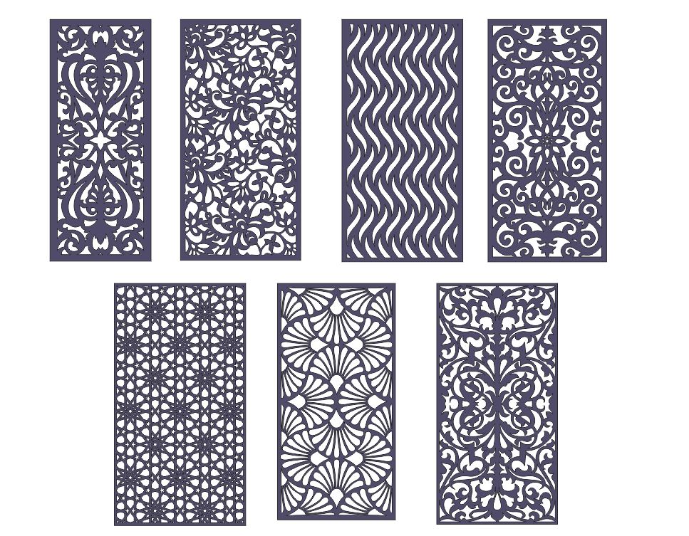 Download Pack 7 panels 2d grid laser cut cnc cut dxf vector - DXF ...