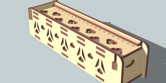 Laser Cut DXF CDR Case with cover and ruler 4mm