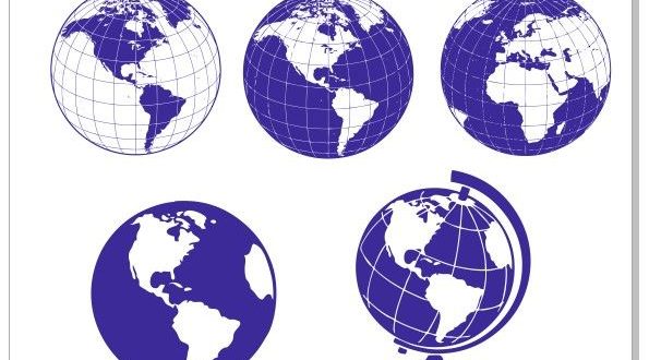 Cnc engraving vectors set Earth globe dxf download