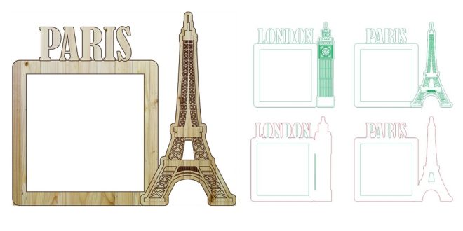 Free london paris photo frame laser cut and engraving