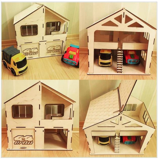 Free Laser Cut The house and garage for two cars – DXF DOWNLOADS – Files for Laser Cutting and ...