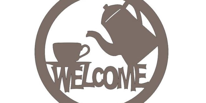 Free 2d cnc cut design welcome coffee