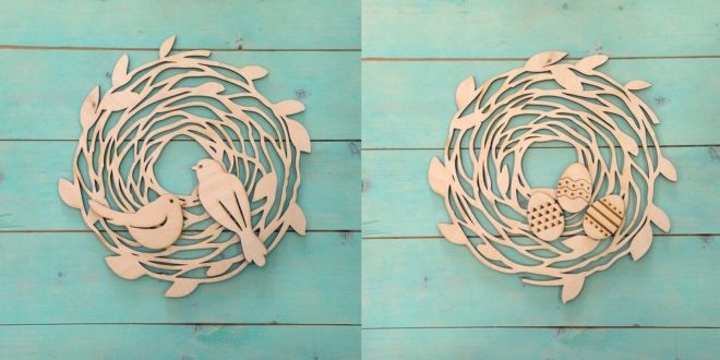 Bird nest brood of bird cnc cut decor home