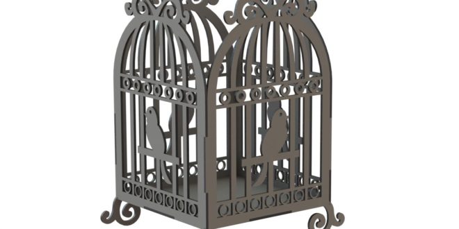 File download to cut bird cage decor suspended dxf 006