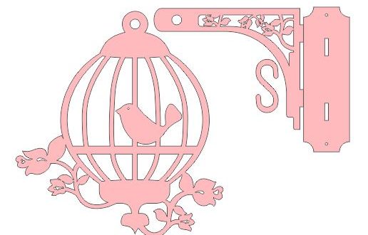 Cnc File wall cage bird decor home dxf cut