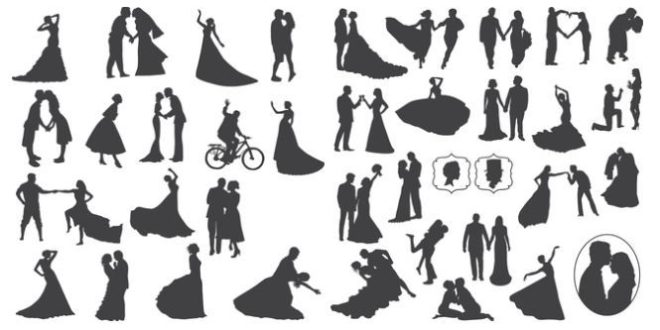 Pack Wedding Silhouettes Vectors to Cut
