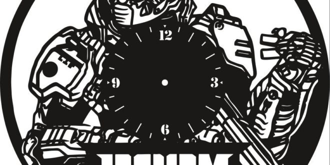 Free vector doom game wall clock cut file dxf