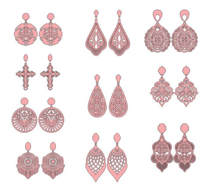 Crescent Alphabet Earrings Craft Jewelry Pendants Set Drop Laser cut E –  VectorPort