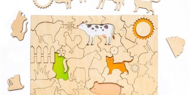 Kids toy laser cut jigsaw puzzle-farm animals