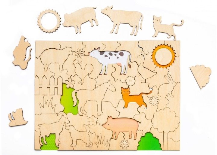 Download Kids Toy Laser Cut Jigsaw Puzzle Farm Animals Dxf Downloads Files For Laser Cutting And Cnc Router Artcam Dxf Vectric Aspire Vcarve Mdf Crafts Woodworking