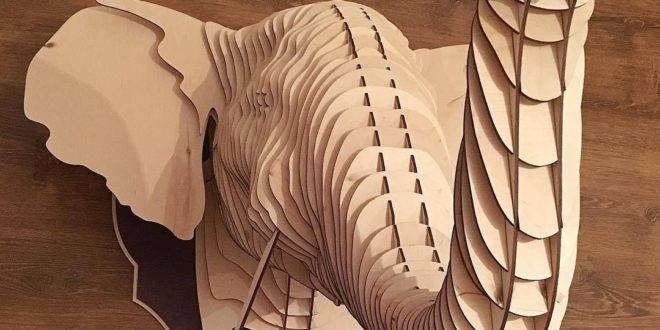 Wall Elephant head Laser cut plan download cdr dxf