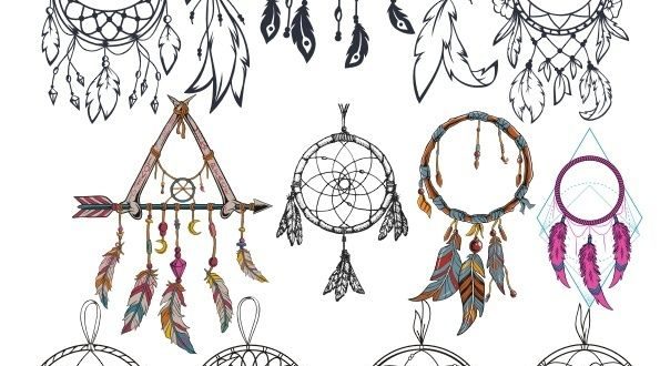 Free dream catcher set cdr corel draw vector engraving